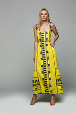 LONG STRAP DRESS EMBROIDERED IN YELLOW