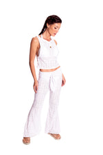 TIE FRONT PANT - WHITE