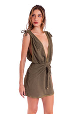 PLUNGE DRESS - SHINY CACTUS