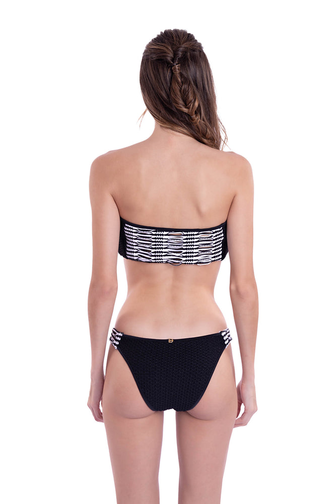 RIPPED BANDEAU REVERSIBLE - BLACK CUT-OUT & FRINGE