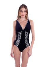 RIPPED HALTER OP - BLACK CUT-OUT & FRINGE