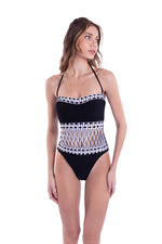 VINTAGE BANDEAU OP - BLACK CUT-OUT & FRINGE