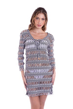 NATIVE TUNIC - BLACK CUT-OUT & FRINGE