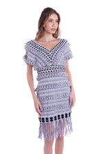 FRINGED SKIRT SET - BLACK CUT-OUT & FRINGE