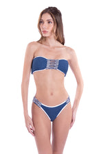 RIPPED BANDEAU REVERSIBLE - INDIGO CUT-OUT & FRINGE