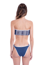 RIPPED BANDEAU REVERSIBLE - INDIGO CUT-OUT & FRINGE