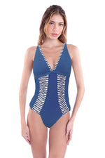 RIPPED HALTER OP - INDIGO CUT-OUT & FRINGE