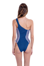 RIPPED ONE SHOULDER OP - INDIGO CUT-OUT & FRINGE