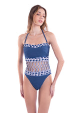 VINTAGE BANDEAU OP - INDIGO CUT-OUT & FRINGE