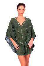 LACE RUFFLE KAFTAN - OLIVE