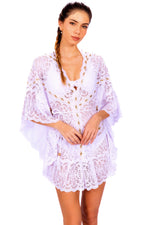 LACE RUFFLE KAFTAN - WHITE