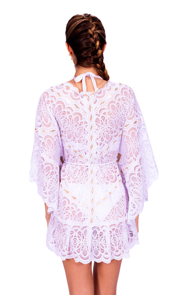 LACE RUFFLE KAFTAN - WHITE