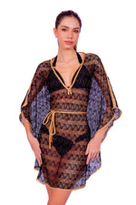 LACE ZIG ZAG KAFTAN - BLACK