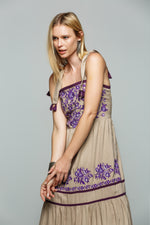 LONG DRESS EMBROIDERED WITH FLOWERS AND TASSELS