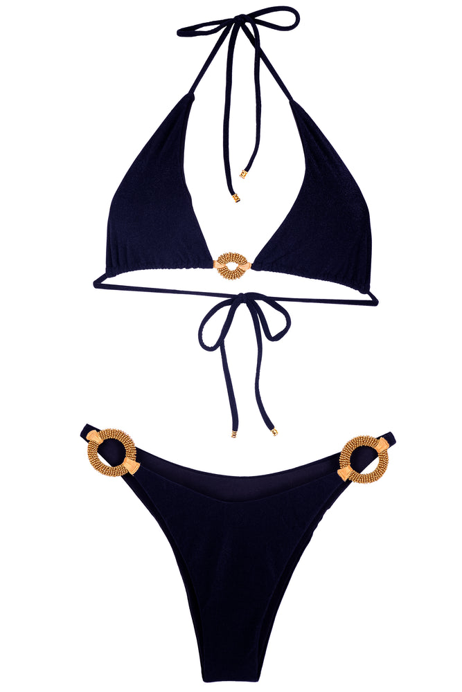 BEADED RINGS BIKINI - BLACK