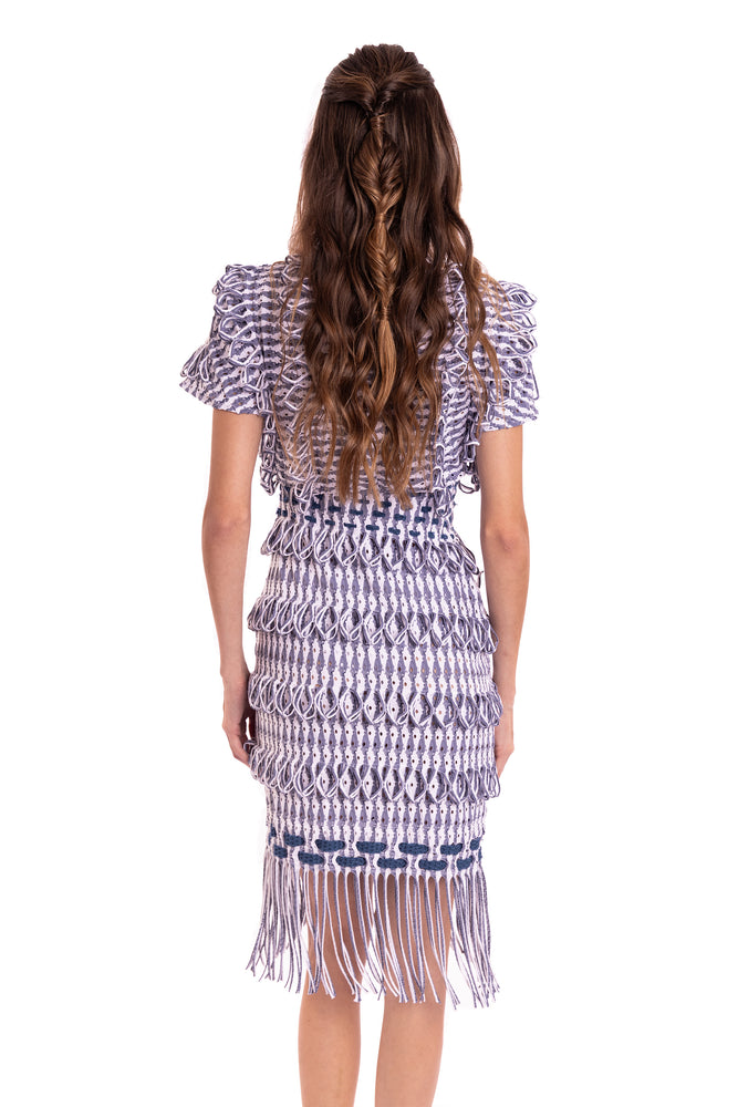 FRINGED SKIRT SET - INDIGO CUT-OUT & FRINGE