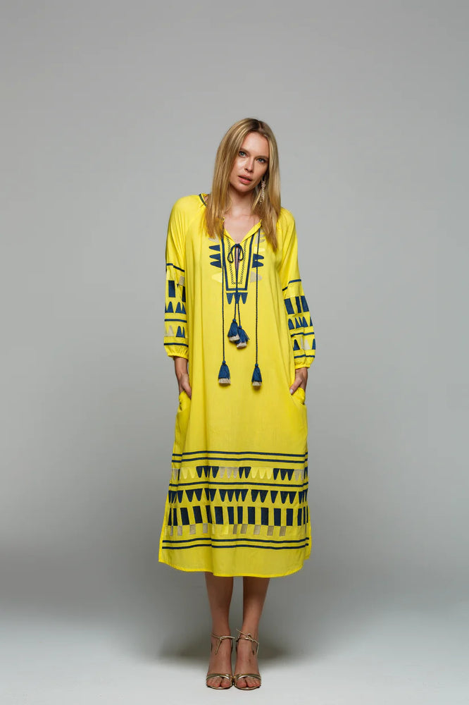 MIDI DRESS LONG SLEEVES EMBROIDERED