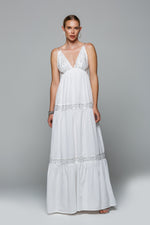 LONG BOHO CHIC EMBROIDERED DRESS WITH STRAPS WLF-001